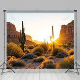 Lofaris Natural Sunrise Desert Hills Cactus Photo Backdrop
